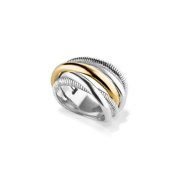 Judith Ripka - Eternity Five Band Highway Ring With 18K Gold - Size 7 - Picture 2 of 6